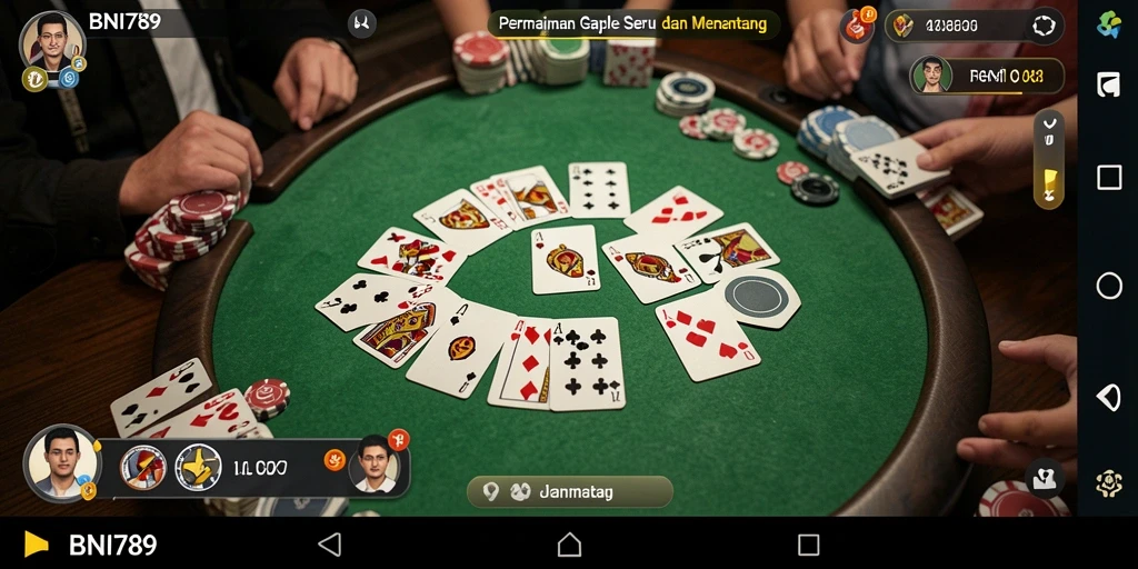 Tampilan gameplay seru di BNI789 saat bermain Gaple.