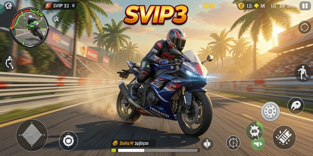 Gameplay seru dalam balapan sepeda motor yang menegangkan.